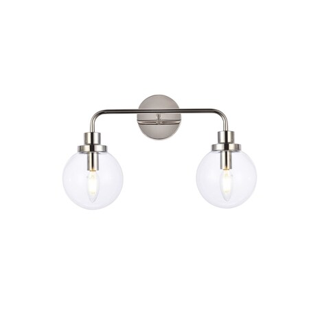 Living District Hanson 2 Lights Bath Sconce In Polish Nickel With Clear Shade LD7033W19PN